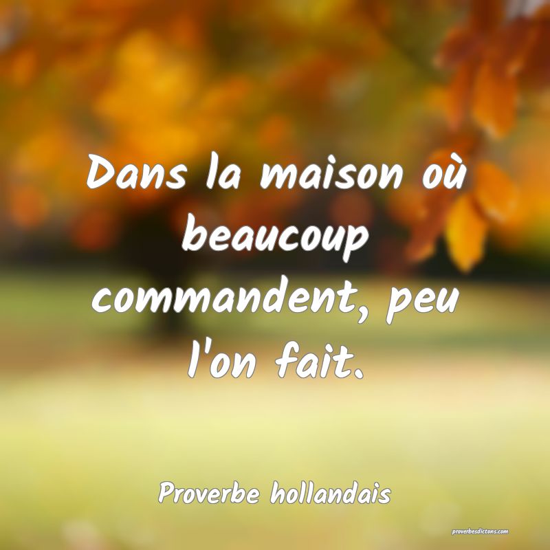  Dans la maison où beaucoup commandent, peu l'on fait.