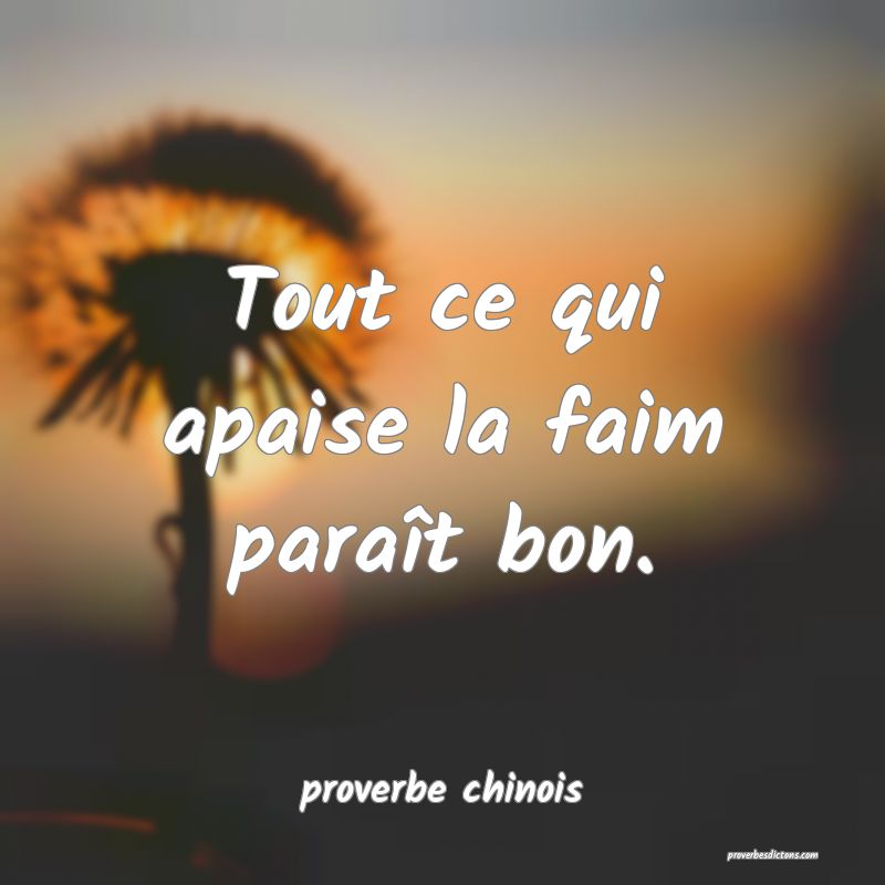 Tout ce qui apaise la faim paraît bon.