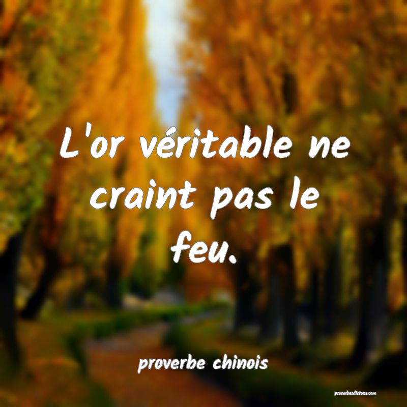  L'or véritable ne craint pas le feu.