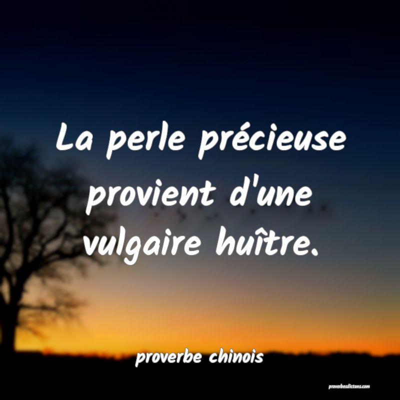  La perle précieuse provient d'une vulgaire huître.