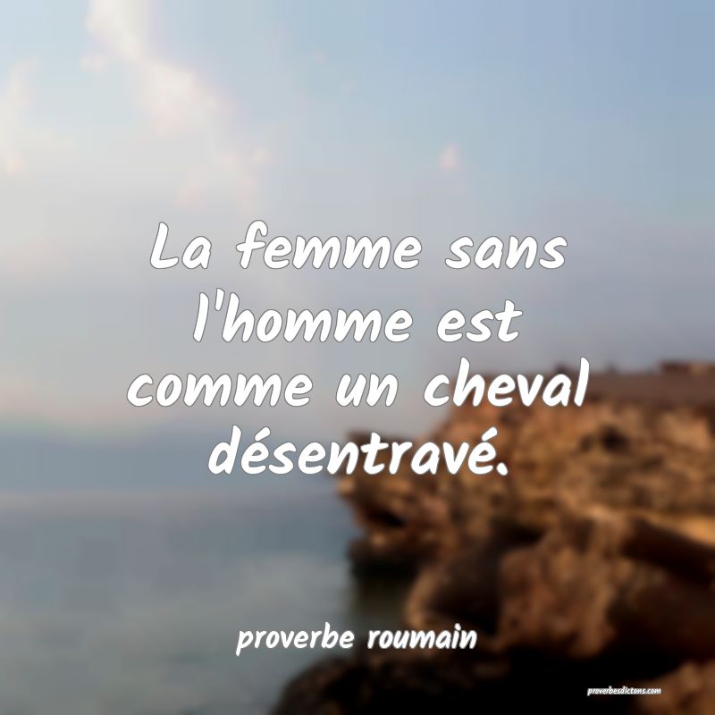  La femme sans l'homme est comme un cheval désentravé.