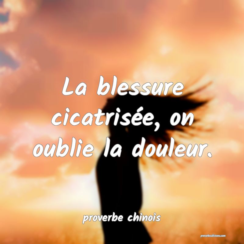  La blessure cicatrisée, on oublie la douleur.
