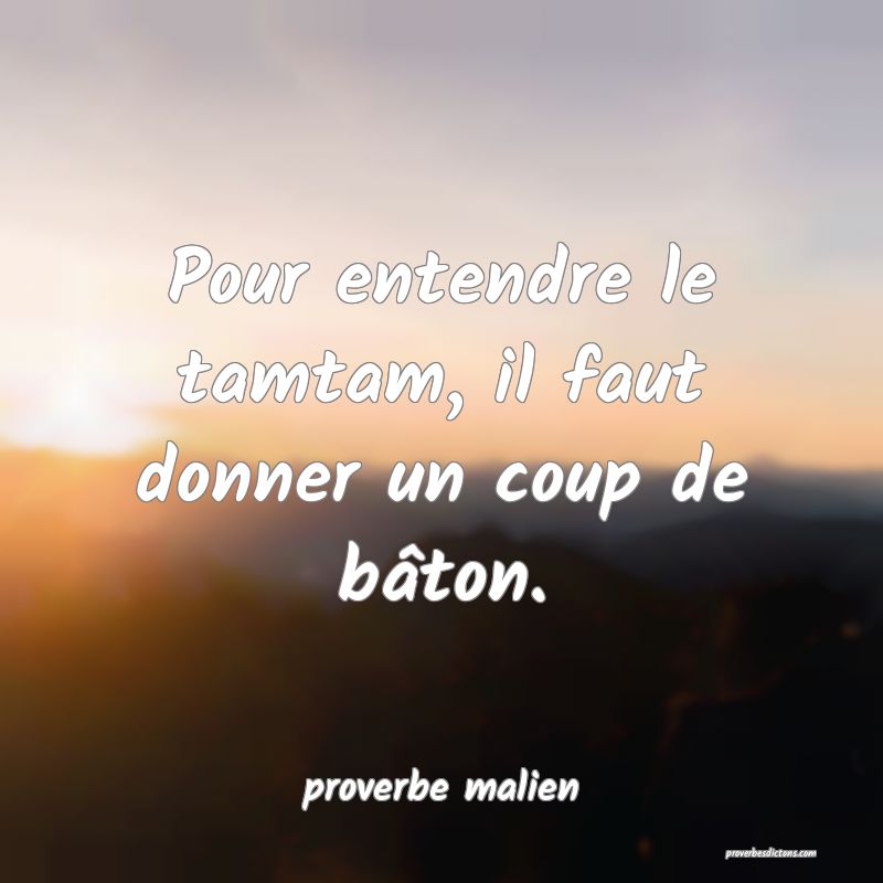  Pour entendre le tamtam, il faut donner un coup de bâton.