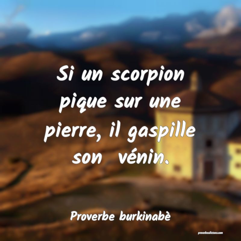  Si un scorpion pique sur une pierre, il gaspille son  vénin.