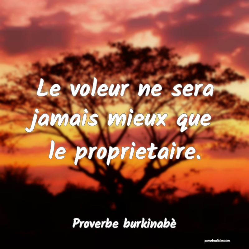  Le voleur ne sera jamais mieux que le proprietaire.
