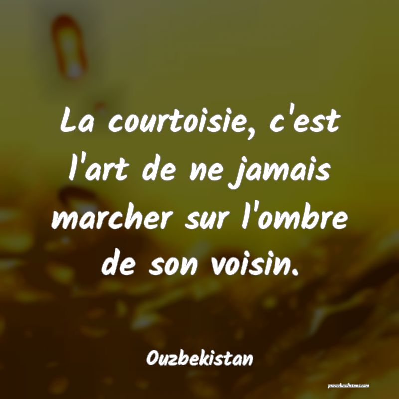 La courtoisie, c'est l'art de ne jamais marcher sur l'ombre de son voisin.
