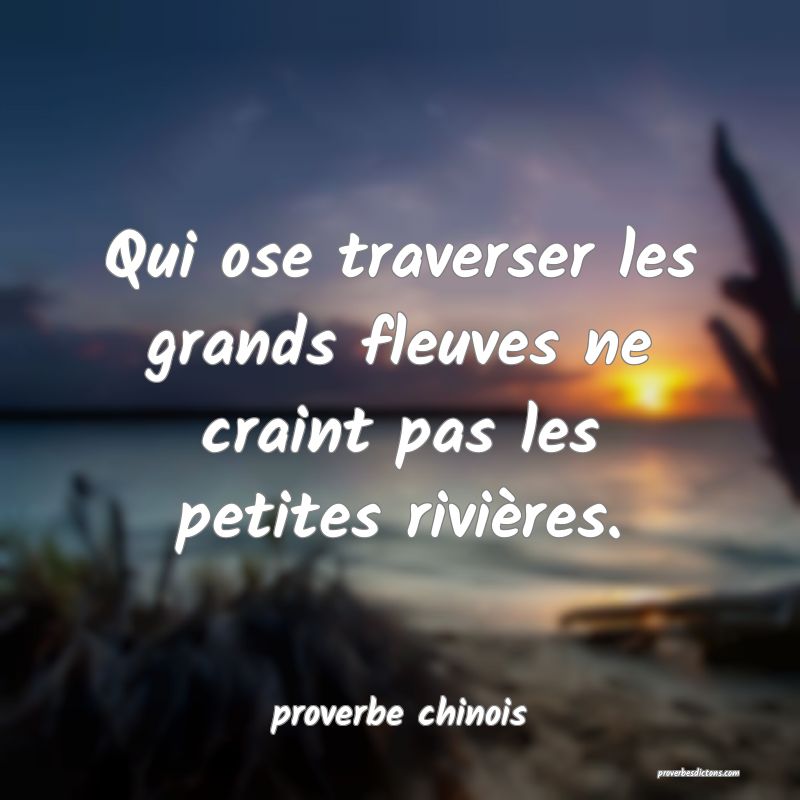  Qui ose traverser les grands fleuves ne craint pas les petites rivières.