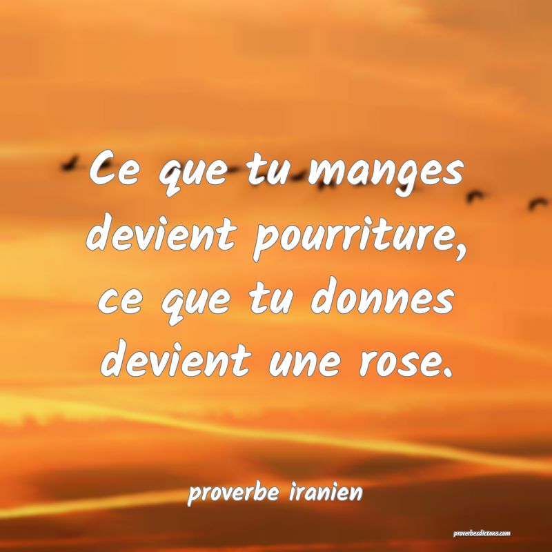  Ce que tu manges devient pourriture, ce que tu donnes devient une rose.