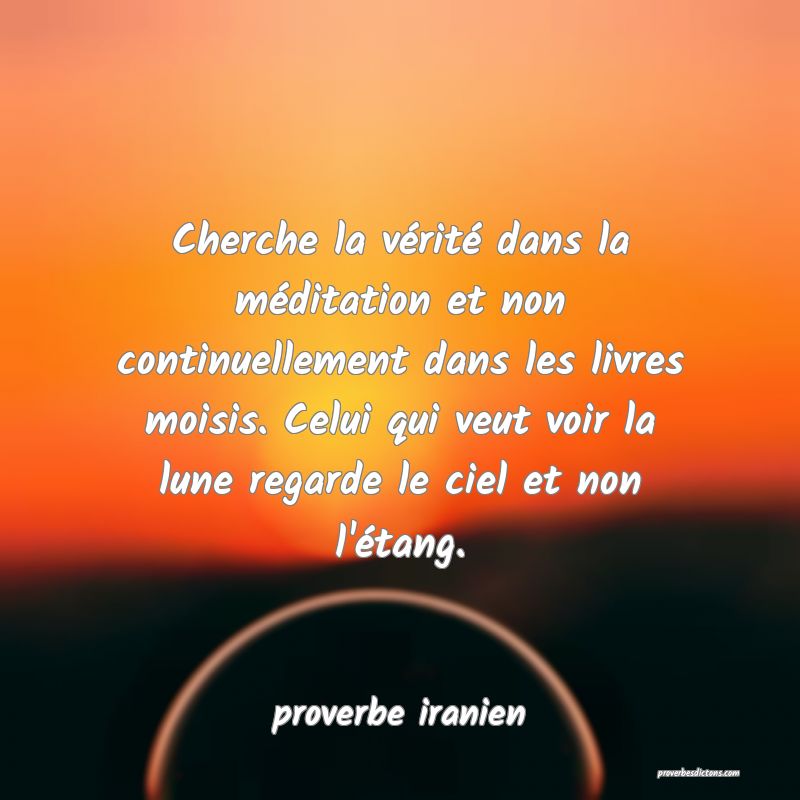  Cherche la vérité dans la méditation et non continuellement dans les livres moisis. Celui qui veut voir la lune regarde le ciel et non l'étang.