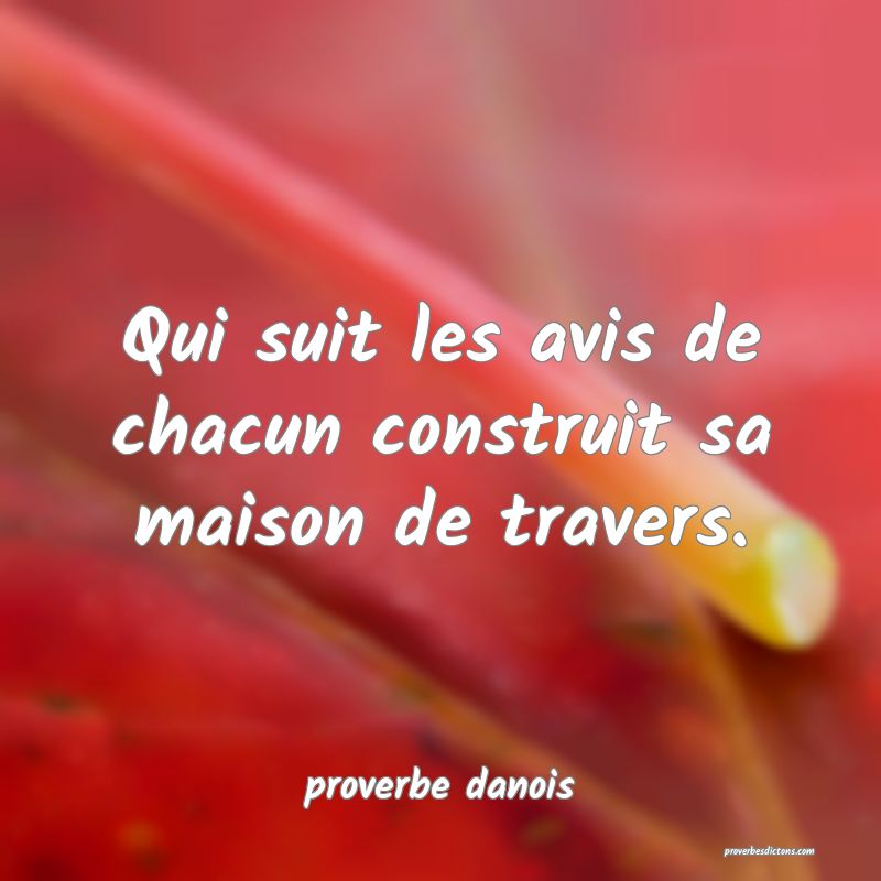  Qui suit les avis de chacun construit sa maison de travers.