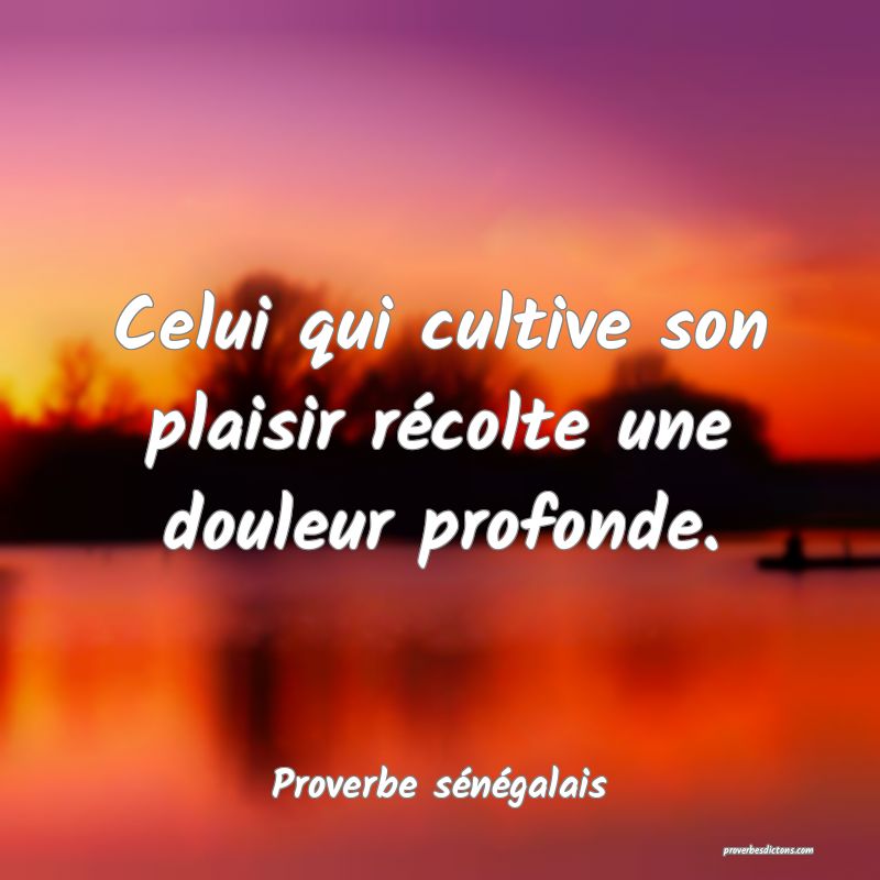  Celui qui cultive son plaisir récolte une douleur profonde.