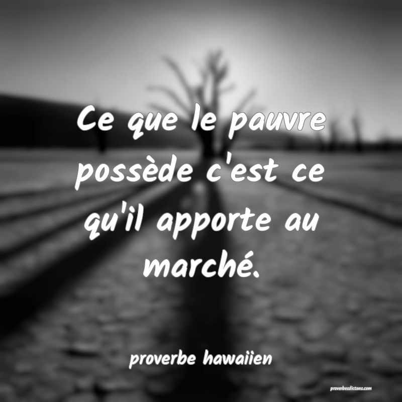Ce que le pauvre possède c'est ce qu'il apporte au marché.