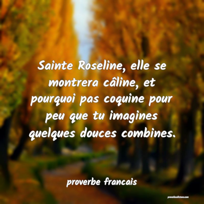  Sainte Roseline, elle se montrera câline, et pourquoi pas coquine pour peu que tu imagines quelques douces combines.