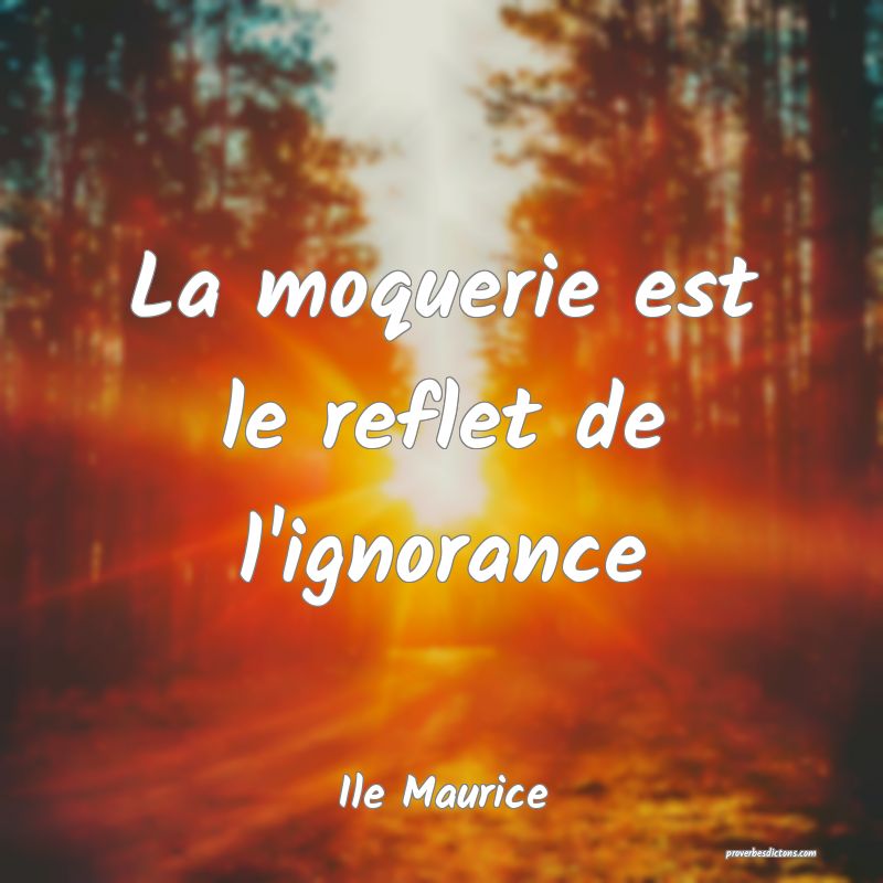  La moquerie est le reflet de l'ignorance