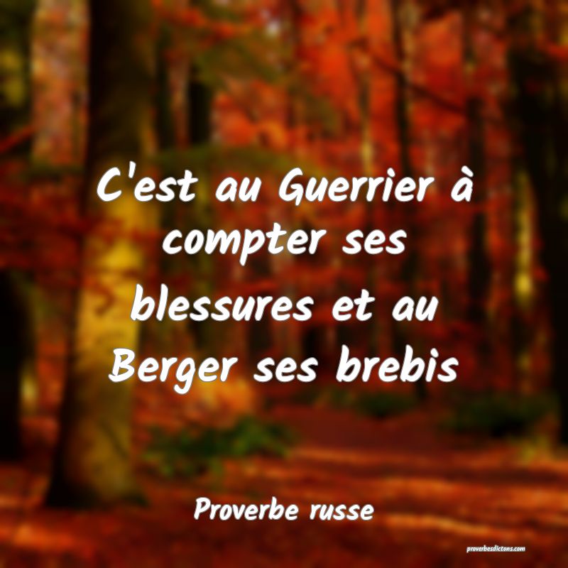  C'est au Guerrier à compter ses blessures et au Berger ses brebis