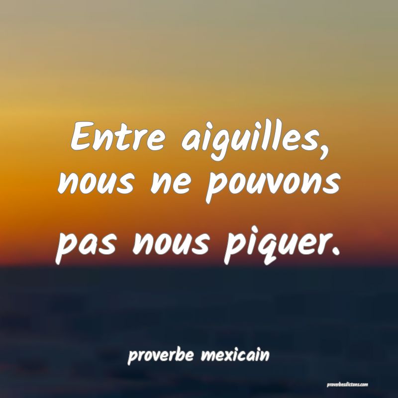  Entre aiguilles, nous ne pouvons pas nous piquer.