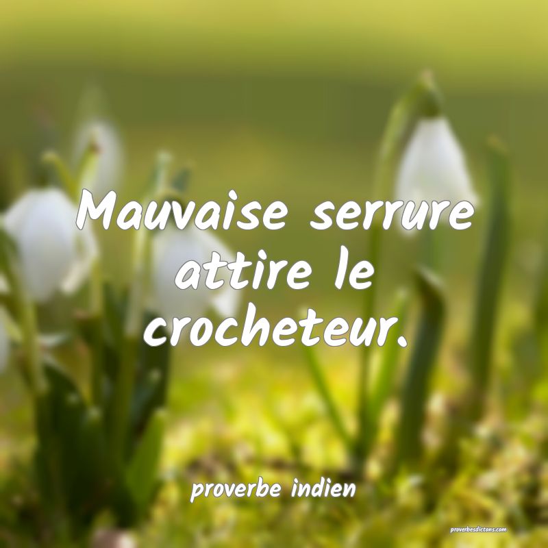  Mauvaise serrure attire le crocheteur.