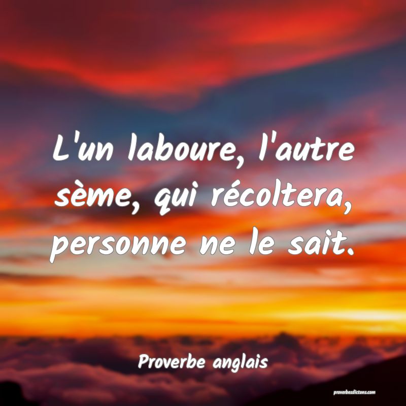  L'un laboure, l'autre sème, qui récoltera, personne ne le sait.