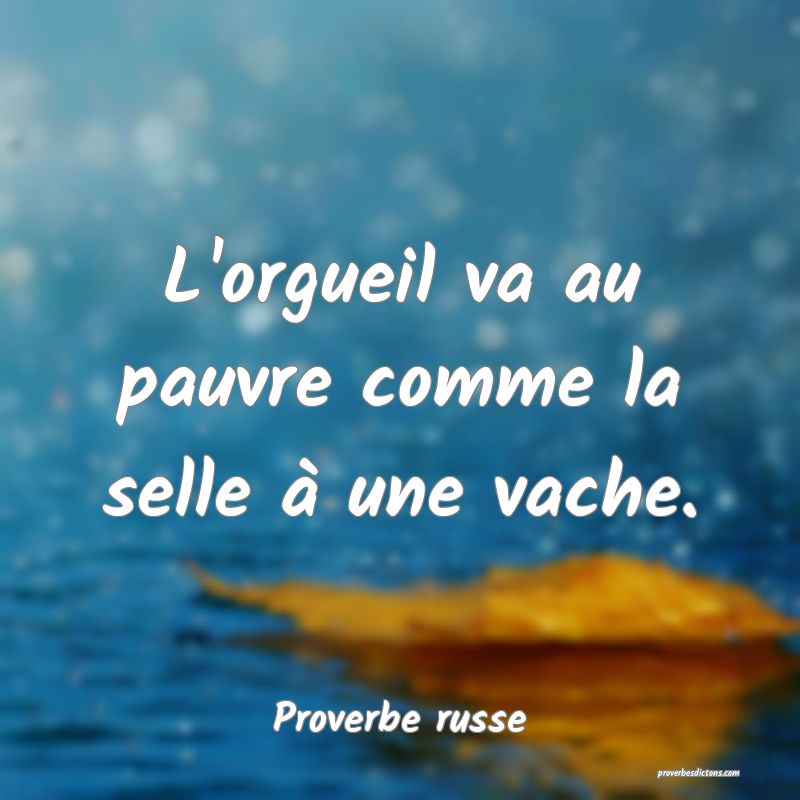  L'orgueil va au pauvre comme la selle à une vache.