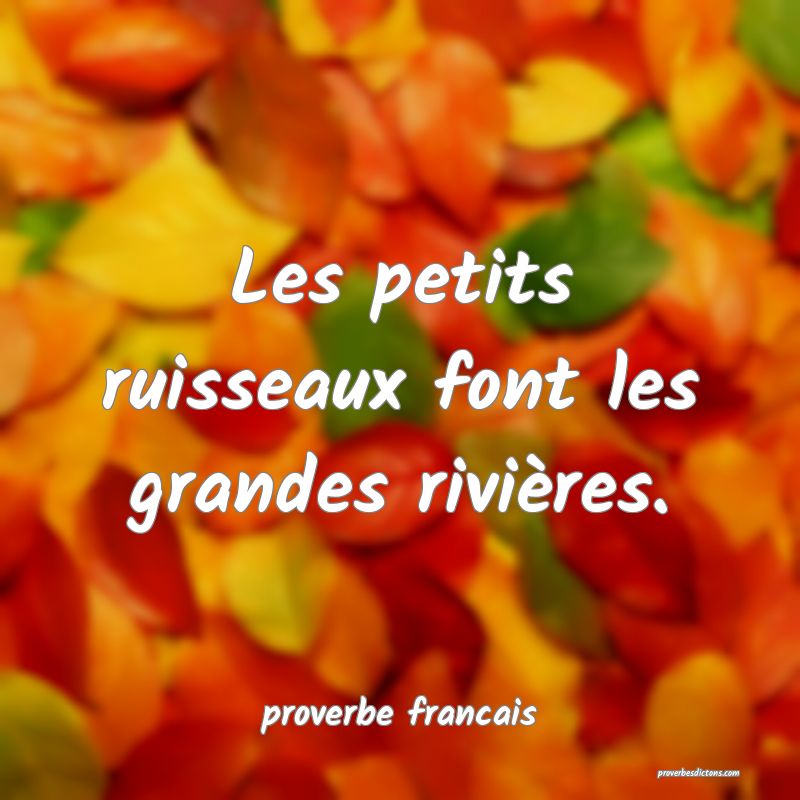  Les petits ruisseaux font les grandes rivières.