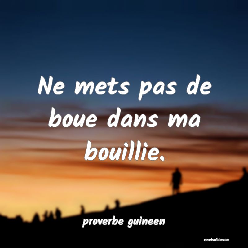  Ne mets pas de boue dans ma bouillie.