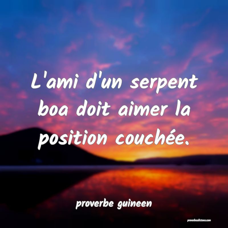  L'ami d'un serpent boa doit aimer la position couchée.