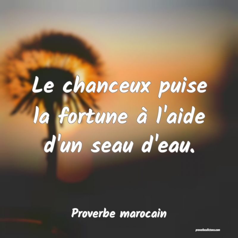 Le chanceux puise la fortune à l'aide d'un seau d'eau.