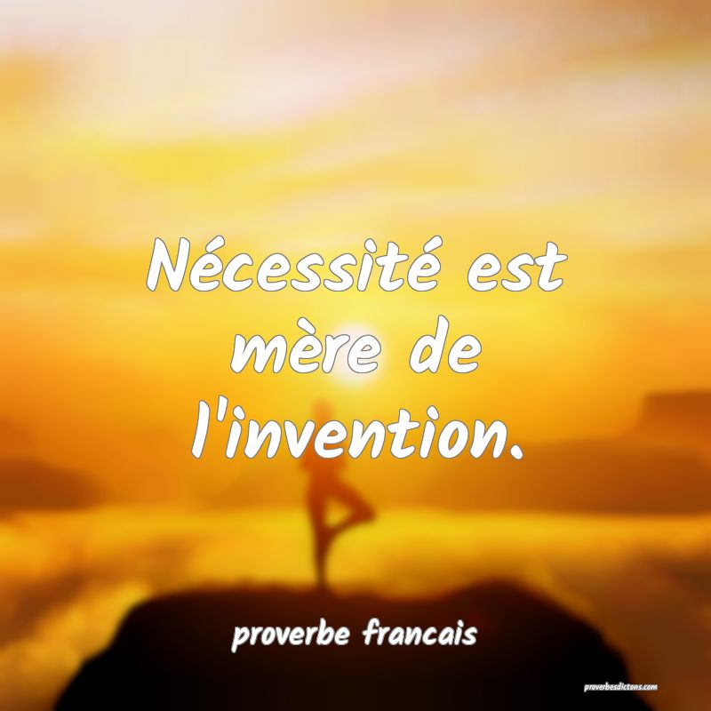  Nécessité est mère de l'invention.