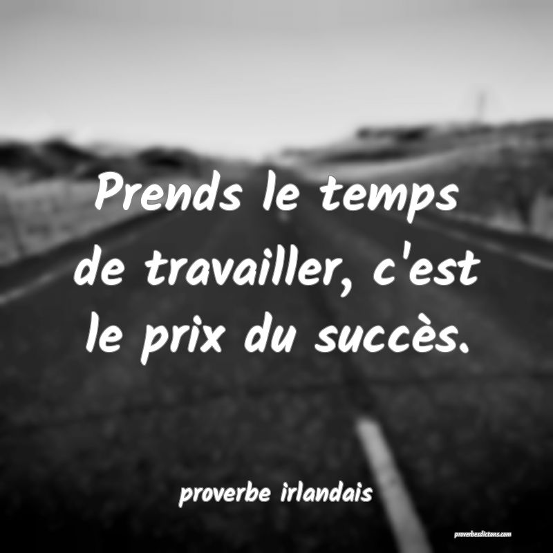  Prends le temps de travailler, c'est le prix du succès.