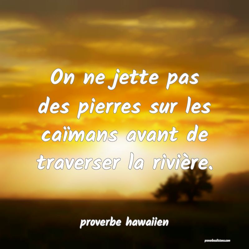  On ne jette pas des pierres sur les caïmans avant de traverser la rivière.