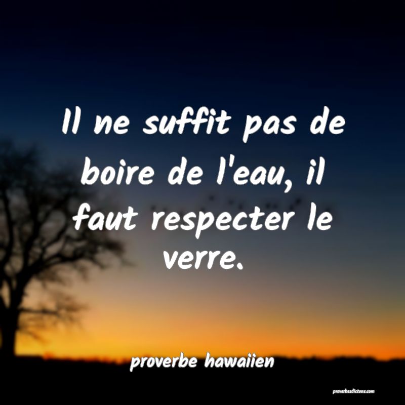  Il ne suffit pas de boire de l'eau, il faut respecter le verre.