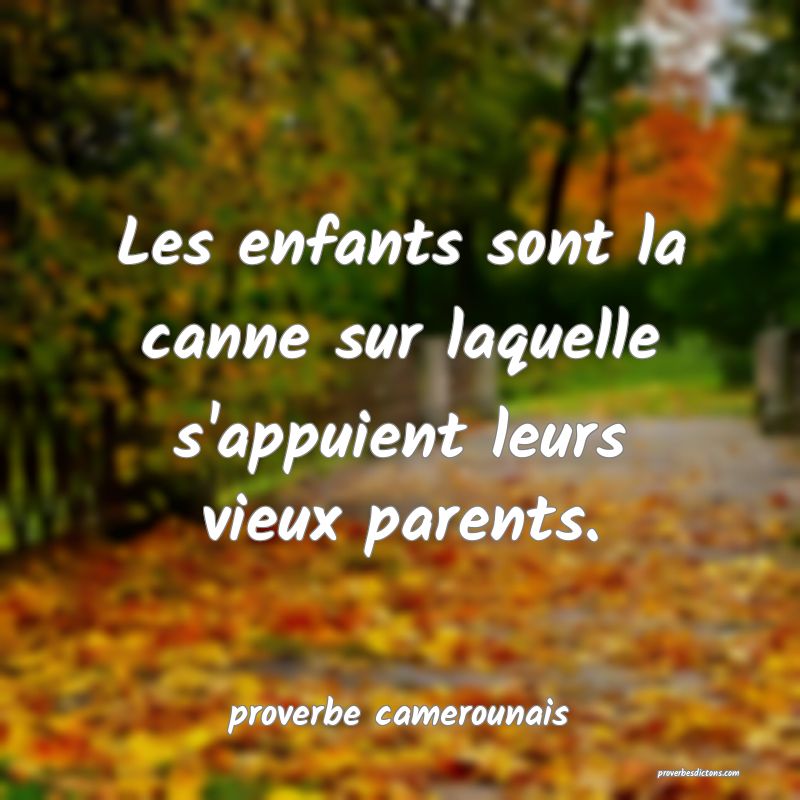 Les enfants sont la canne sur laquelle s'appuient leurs vieux parents.