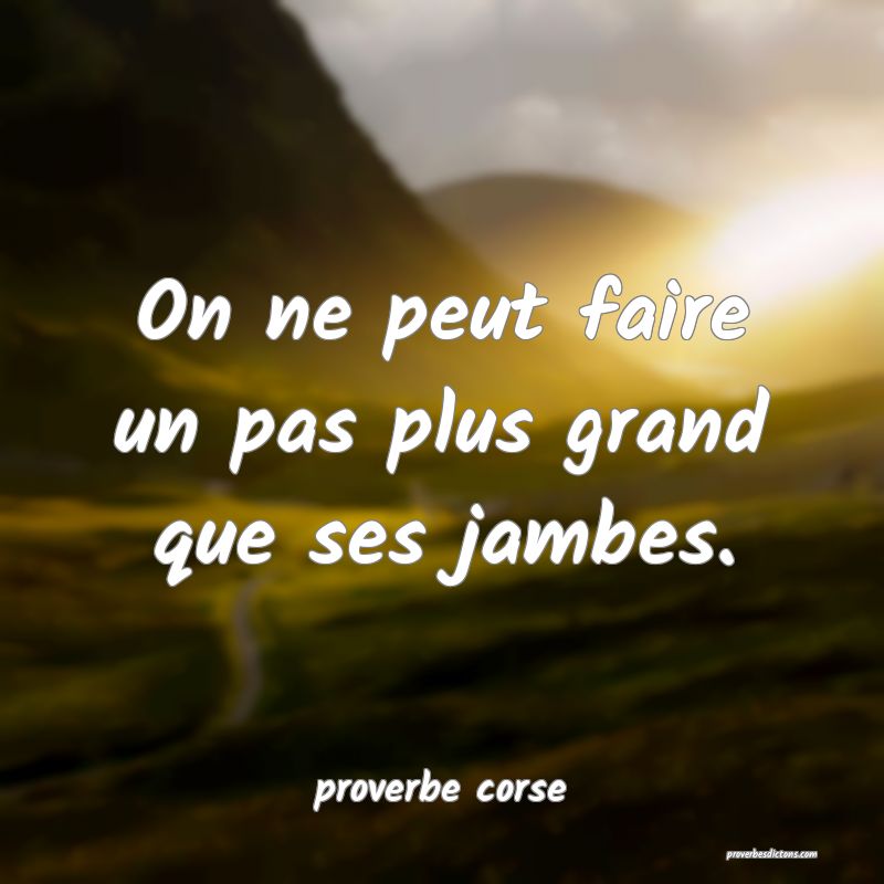  On ne peut faire un pas plus grand que ses jambes.