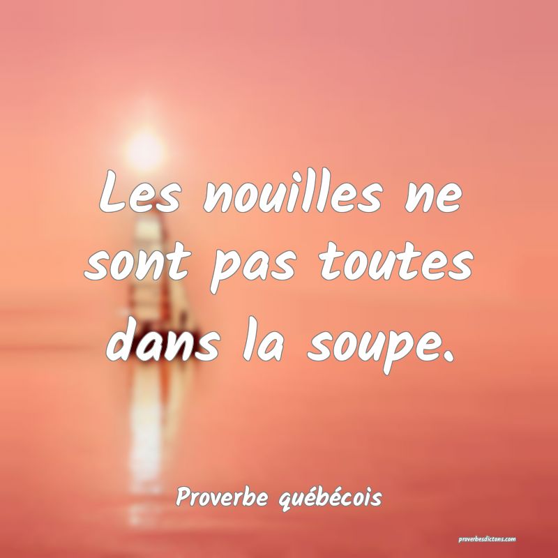  Les nouilles ne sont pas toutes dans la soupe.