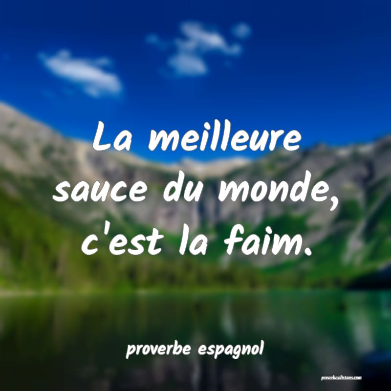  La meilleure sauce du monde, c'est la faim.