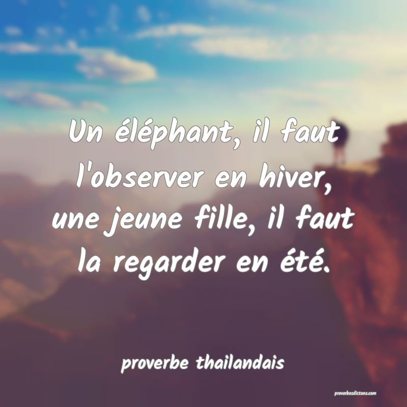 Un éléphant, il faut l'observer en hiver, une jeune fille, il faut la regarder en été.