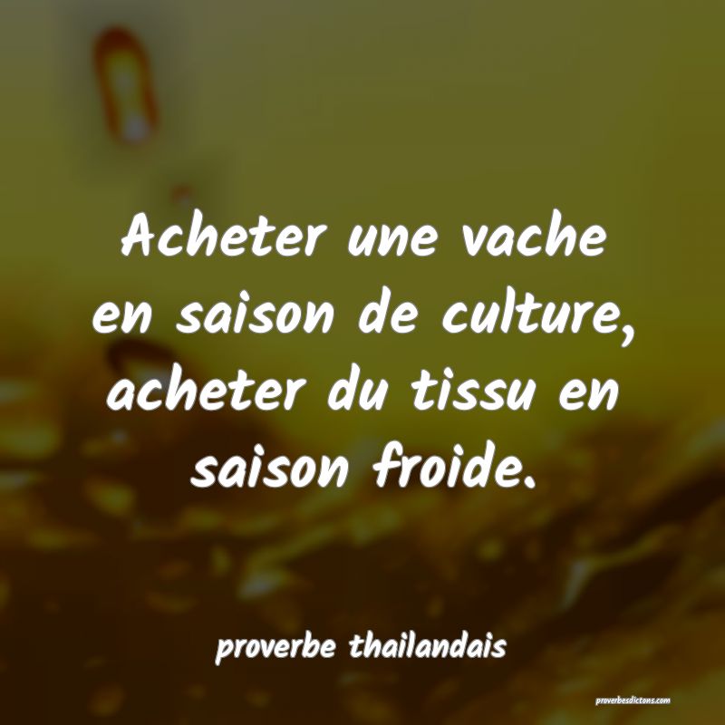  Acheter une vache en saison de culture, acheter du tissu en saison froide.