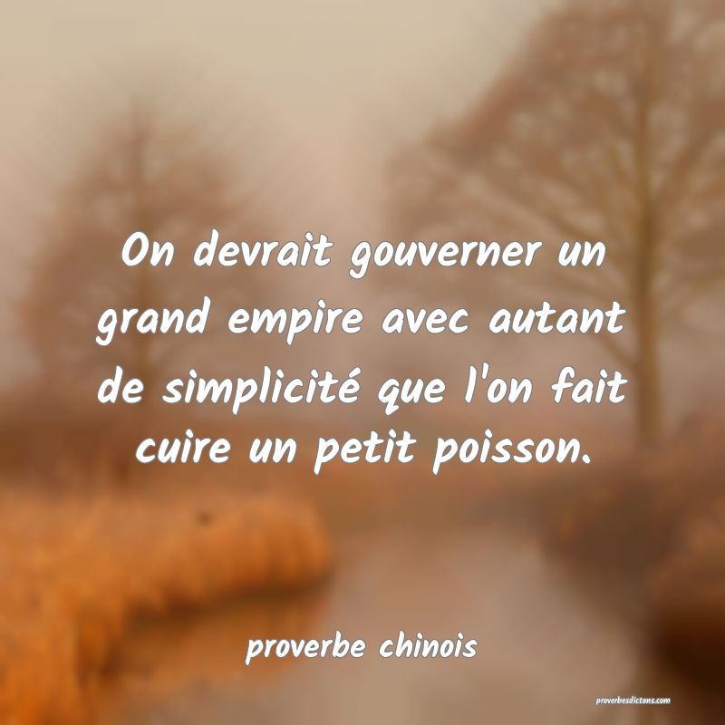  On devrait gouverner un grand empire avec autant de simplicité que l'on fait cuire un petit poisson.