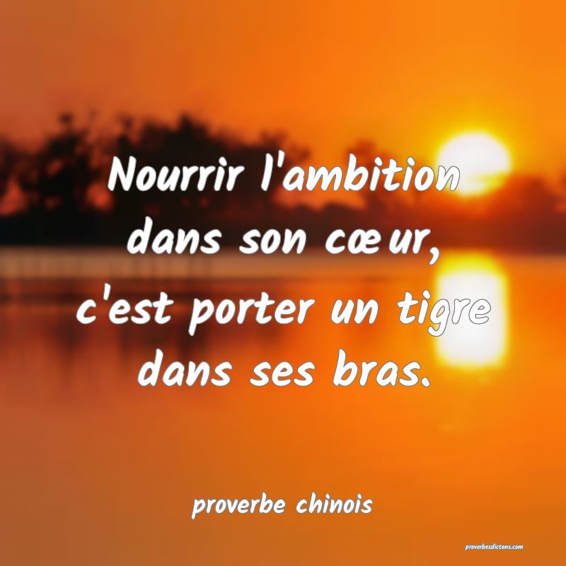 Nourrir l'ambition dans son cœur, c'est porter un tigre dans ses bras.