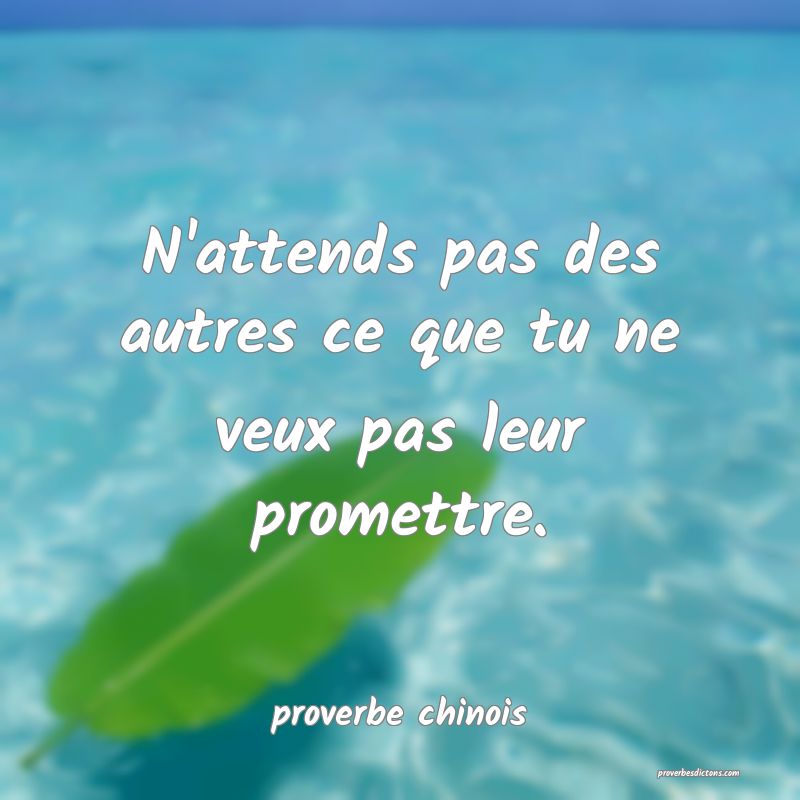  N'attends pas des autres ce que tu ne veux pas leur promettre.