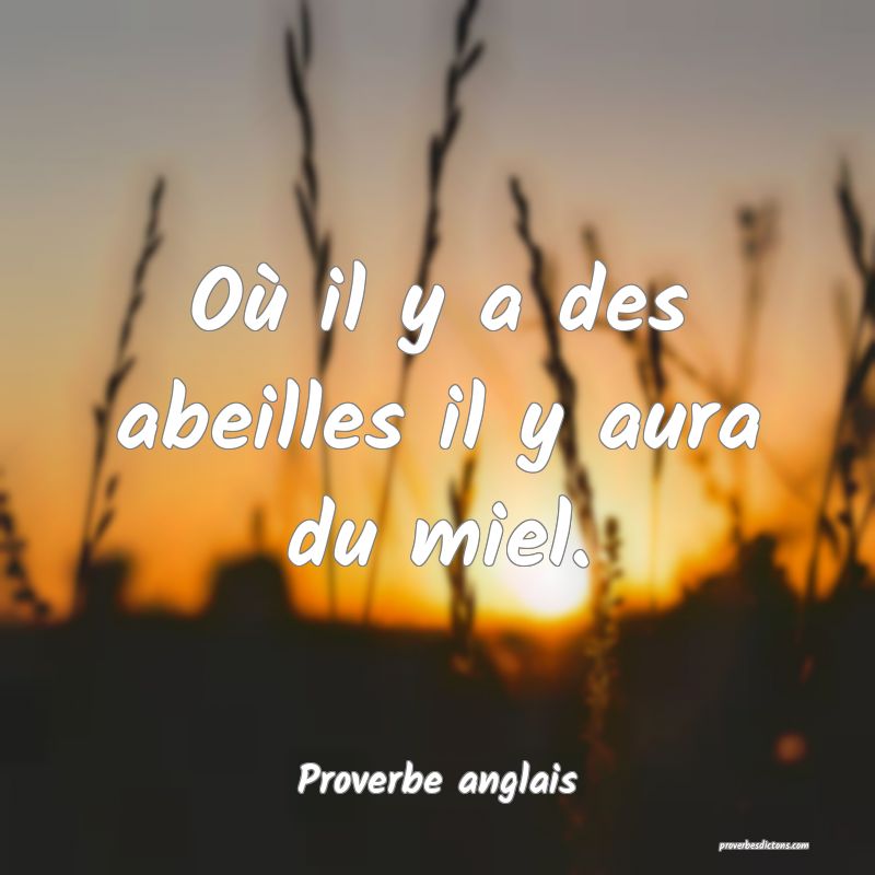  Où il y a des abeilles il y aura du miel.
