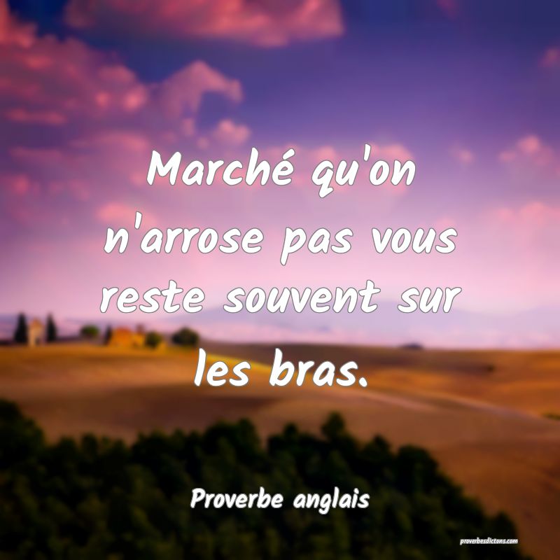  Marché qu'on n'arrose pas vous reste souvent sur les bras.