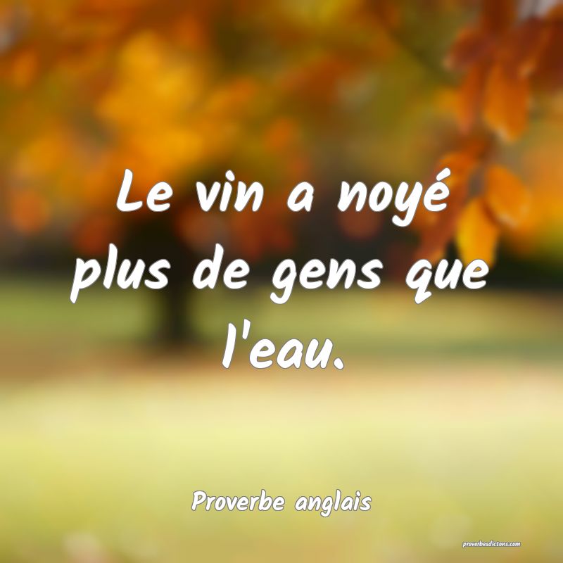  Le vin a noyé plus de gens que l'eau.