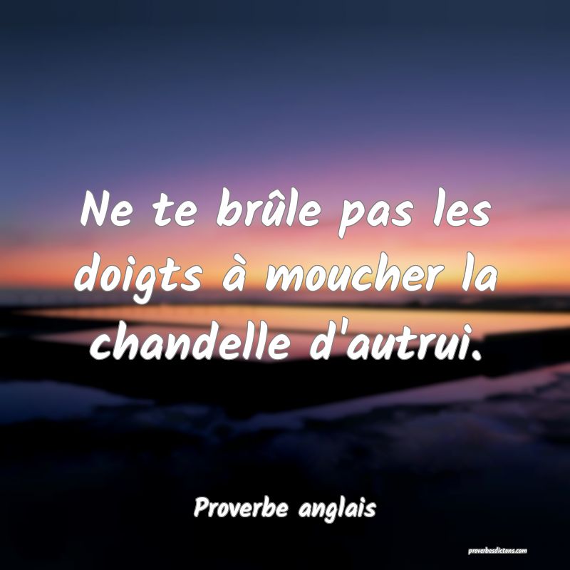 Ne te brûle pas les doigts à moucher la chandelle d'autrui.