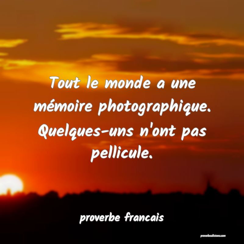  Tout le monde a une mémoire photographique. Quelques-uns n'ont pas pellicule.