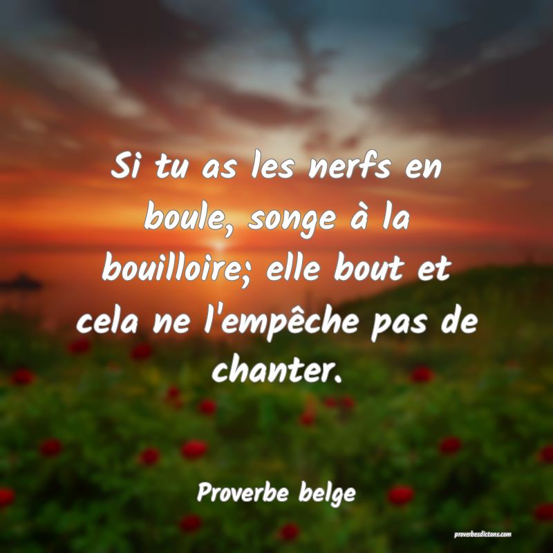  Si tu as les nerfs en boule, songe à la bouilloire; elle bout et cela ne l'empêche pas de chanter.