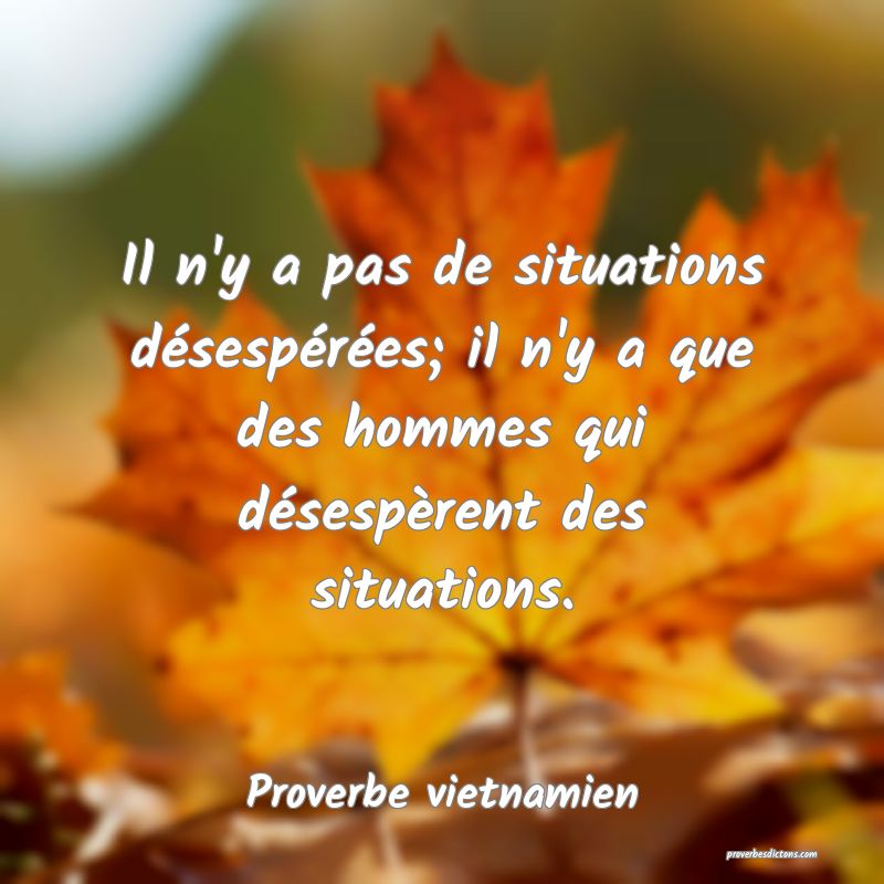  Il n'y a pas de situations désespérées; il n'y a que des hommes qui désespèrent des situations.