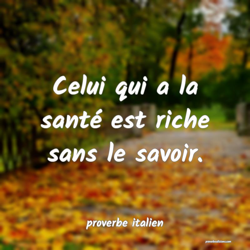 Celui qui a la santé est riche sans le savoir.