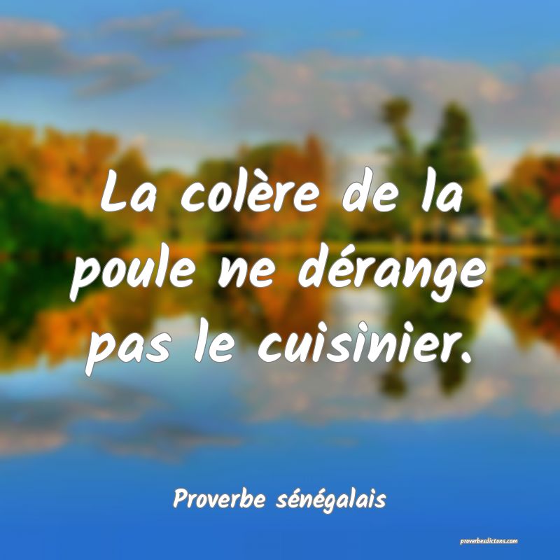  La colère de la poule ne dérange pas le cuisinier.