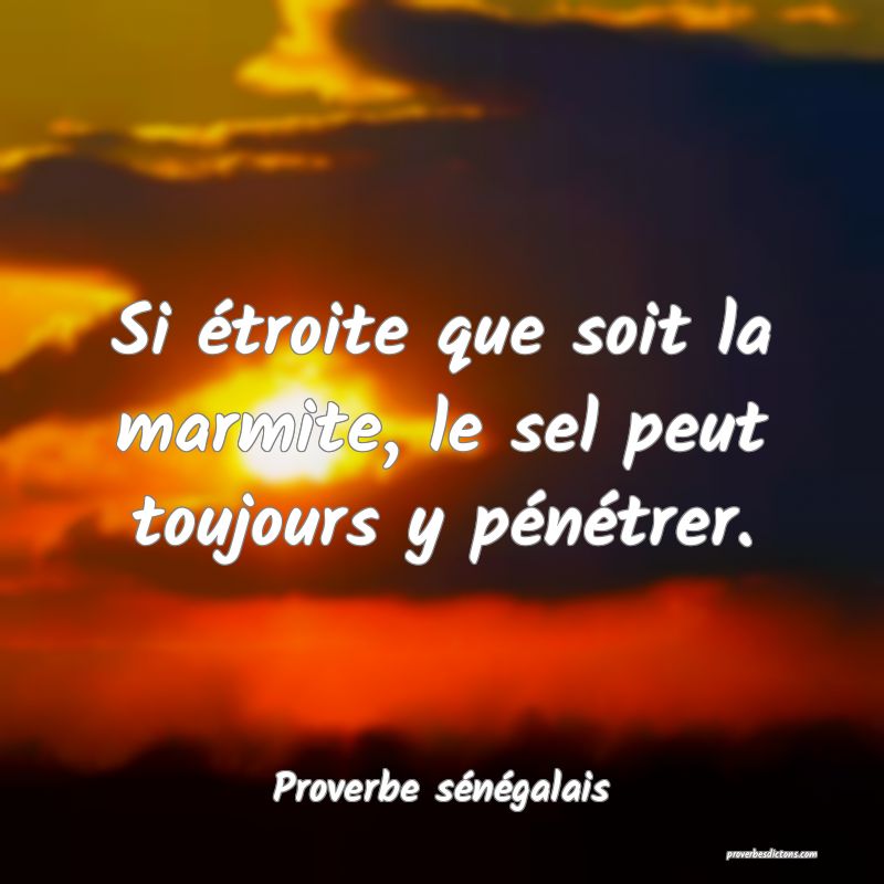  Si étroite que soit la marmite, le sel peut toujours y pénétrer.